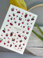 Cherry Nail Decals — Red Cherries with Gold Foil Splashes | CF - 865 - UASLIDER