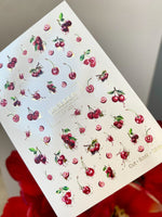 Cherry Nail Decals — Red Cherries with Gold Foil Splashes | CF - 865 - UASLIDER