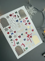 Christmas Bow & Ornament Nail Decals — Gold Foil Holiday | CF - 783 - UASLIDER
