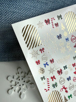 Christmas Bow & Ornament Nail Decals — Gold Foil Holiday | CF - 783 - UASLIDER