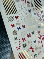 Christmas Bow & Ornament Nail Decals — Gold Foil Holiday | CF - 783 - UASLIDER