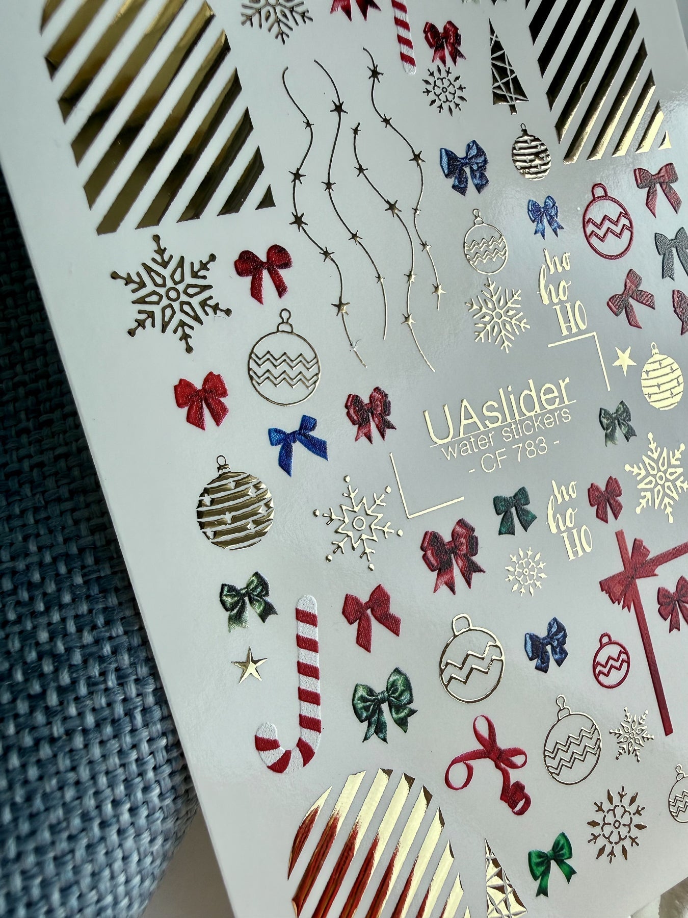 Christmas Bow & Ornament Nail Decals — Gold Foil Holiday | CF - 783 - UASLIDER