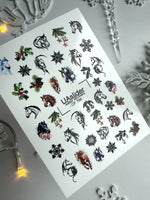 Christmas Horse Nail Decals — Holiday Floral & Gold Foil | CF - 786 - UASLIDER