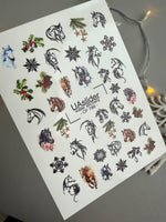 Christmas Horse Nail Decals — Holiday Floral & Gold Foil | CF - 786 - UASLIDER