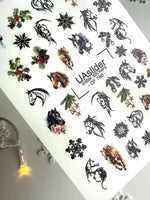 Christmas Horse Nail Decals — Holiday Floral & Gold Foil | CF - 786 - UASLIDER