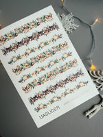Christmas Nail Decals — Holiday Garland Strips with Gold Foil | CF - 794 - UASLIDER