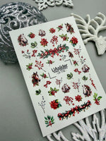 Christmas Nail Decals — Horse Portrait, Holly & Gold Foil Bow | CF - 776 - UASLIDER