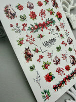 Christmas Nail Decals — Horse Portrait, Holly & Gold Foil Bow | CF - 776 - UASLIDER