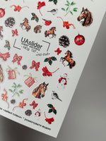 Christmas Nail Decals — Horses, Bullfinches & Holiday Elements | NCg-137 - UASLIDER