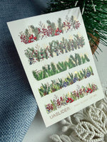 Christmas Nail Decals — Pine & Berry Botanical Strips Gold Foil | CF - 789 - UASLIDER