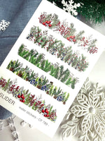Christmas Nail Decals — Pine & Berry Botanical Strips Gold Foil | CF - 789 - UASLIDER