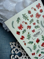 Christmas Nail Decals — Pine, Bows & Poinsettia | NCg-157 - UASLIDER