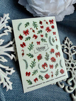 Christmas Nail Decals — Pine, Bows & Poinsettia | NCg-157 - UASLIDER