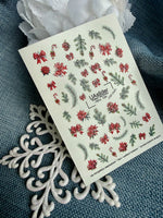 Christmas Nail Decals — Pine Branches Poinsettia Bows No Cut | NCs - 158 - UASLIDER