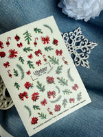 Christmas Nail Decals — Pine Branches Poinsettia Bows No Cut | NCs - 158 - UASLIDER