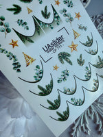 Christmas Nail Decals — Pine, Eucalyptus & Gold Foil Stars | CF - 771 - UASLIDER