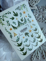 Christmas Nail Decals — Pine, Eucalyptus & Gold Foil Stars | CF - 771 - UASLIDER