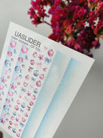 Christmas Nail Decals — Pink & Blue Ornaments, Bows & Gold Foil | CF-703 - UASLIDER