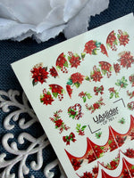 Christmas Nail Decals — Poinsettia & Holly with Gold Foil | CF - 761 - UASLIDER