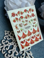 Christmas Nail Decals — Poinsettia & Holly with Gold Foil | CF - 761 - UASLIDER