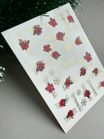 Christmas Nail Decals — Poinsettia, Snowflakes & Gold Foil | CF-742 - UASLIDER