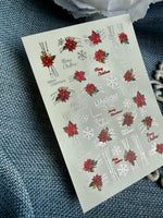 Christmas Nail Decals — Poinsettia, Snowflakes & Silver Foil | CF-760 - UASLIDER
