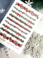 Christmas Nail Decals — Red Garland Strips Holly & Gold Foil | CF - 795 - UASLIDER