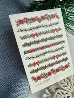 Christmas Nail Decals — Red Garland Strips Holly & Gold Foil | CF - 795 - UASLIDER