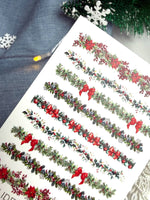Christmas Nail Decals — Red Garland Strips Holly & Gold Foil | CF - 795 - UASLIDER