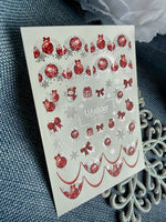 Christmas Nail Decals — Red Ornaments & Silver Foil Snowflakes | CF - 759 - UASLIDER