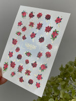 Christmas Nail Decals — Red Poinsettia & Gold Foil Swirls | CF-621 - UASLIDER