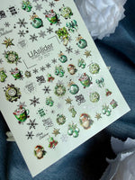 Christmas Nail Decals — Santa, Ornaments & Silver Foil Snowflakes | CF-757 - UASLIDER