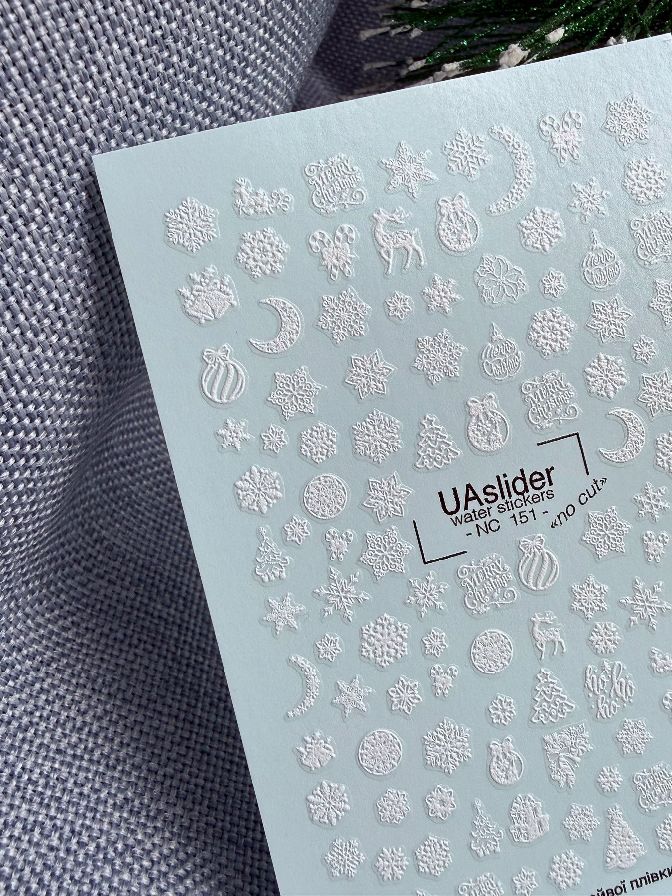 Christmas Nail Decals — White Holiday Icons No Cut | NC - 151 - UASLIDER