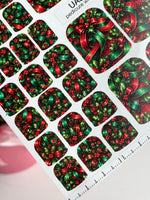 Christmas Pedicure Nail Wraps — Holly, Ribbons & Berries | pw-352 - UASLIDER