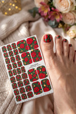 Christmas Poinsettia Pedicure Wraps — Red Flowers | pw-300 - UASLIDER