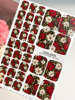 Christmas Poinsettia Pedicure Wraps — Red & Ivory | pw-342 - UASLIDER