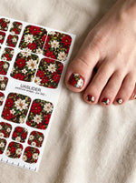 Christmas Poinsettia Pedicure Wraps — Red & Ivory | pw-342 - UASLIDER