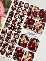 Christmas Poinsettia Pedicure Wraps — Red & Ivory | pw-348 - UASLIDER