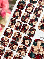 Christmas Poinsettia Pedicure Wraps — Red & Ivory | pw-348 - UASLIDER