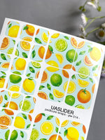 Citrus Pedicure Nail Wraps — Lemon, Lime & Orange on Mint | PW-014 - UASLIDER