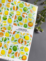 Citrus Pedicure Nail Wraps — Lemon, Lime & Orange on Mint | PW-014 - UASLIDER