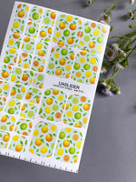 Citrus Pedicure Nail Wraps — Orange, Lemon & Lime on Mint | PW-015 - UASLIDER