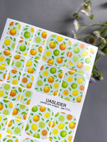 Citrus Pedicure Nail Wraps — Orange, Lemon & Lime on Mint | PW-015 - UASLIDER