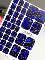 Cobalt Blue Marble Pedicure Nail Wraps — Stone Veins | pw-367 - UASLIDER