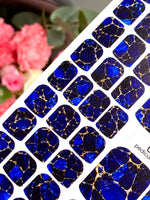 Cobalt Blue Marble Pedicure Nail Wraps — Stone Veins | pw-367 - UASLIDER