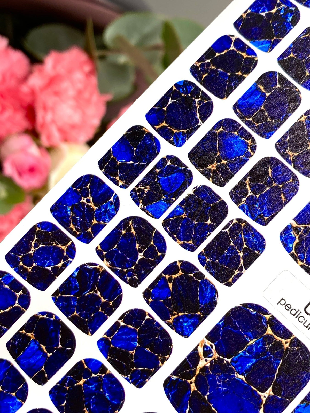 Cobalt Blue Marble Pedicure Nail Wraps — Stone Veins | pw-367 - UASLIDER
