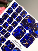 Cobalt Blue Marble Pedicure Nail Wraps — Stone Veins | pw-367 - UASLIDER