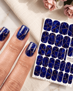 Cobalt Geometry Manicure Wraps — Fine Amber Lines | mw-363 - UASLIDER