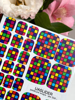 Color Grid Pedicure Wraps — Bright Geometric Squares | pw-334 - UASLIDER