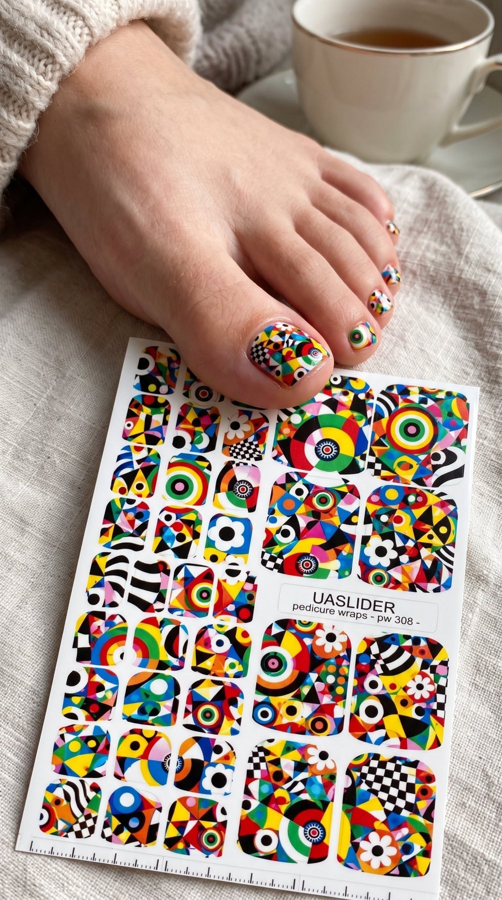 Colorful Abstract Pedicure Wraps — Geometric Pop Art | pw-308 - UASLIDER